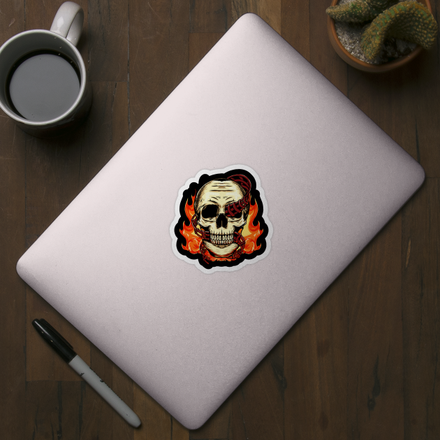 Flaming Skull Coaster by Sean Evans